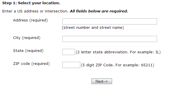 Rural Access Center "Am I Rural" step 1